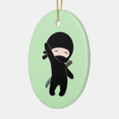 Tiny Happy Ninja over Green Keramisch Ornament (Links)
