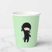 Tiny Happy Ninja over Green Papieren Bekers (Achterkant)