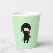 Tiny Happy Ninja over Green Papieren Bekers (Voorkant)