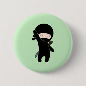 Tiny Happy Ninja over Green Ronde Button 5,7 Cm (Voorkant)