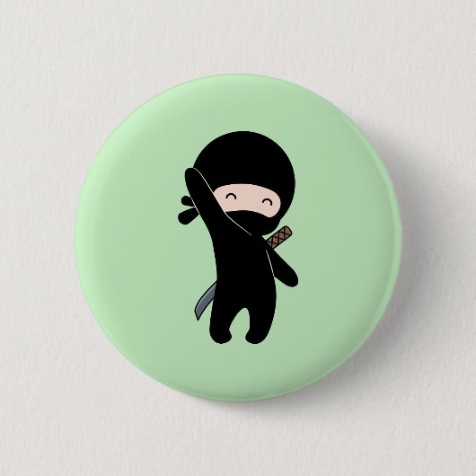 Tiny Happy Ninja over Green Ronde Button 5,7 Cm (Voorkant)