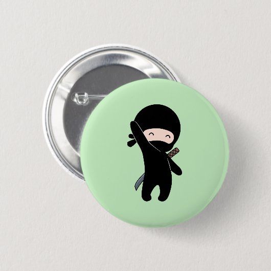 Tiny Happy Ninja over Green Ronde Button 5,7 Cm (Voorkant /achterkant)