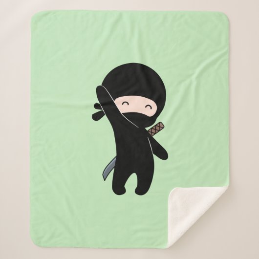 Tiny Happy Ninja over Green Sherpa Deken (Voorkant)