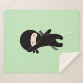 Tiny Happy Ninja over Green Sherpa Deken (Voorkant (horizontaal))