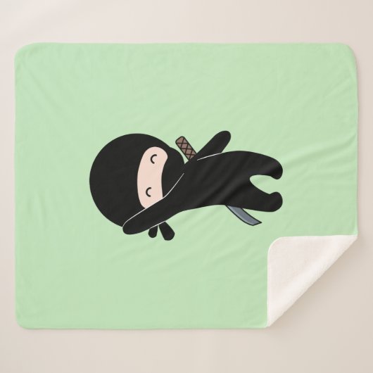 Tiny Happy Ninja over Green Sherpa Deken (Voorkant (horizontaal))