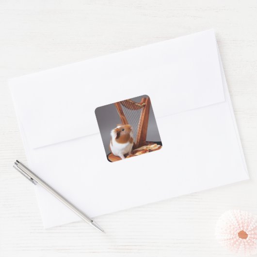 Tiny Harpist Guinea Pig – Artistic Sticker (Envelop)