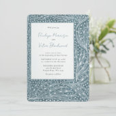 Tiny Heart Leaves Frame on Teal Wedding Invitation Kaart (Staand voorkant)