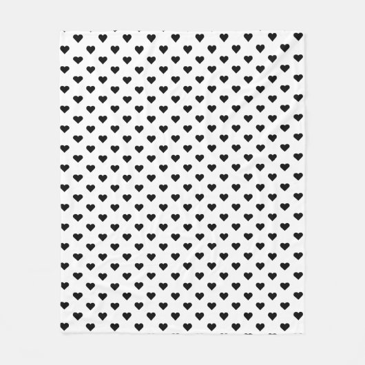 Tiny Heart Pattern | Zwart-wit modern meisje Fleece Deken (Voorkant)