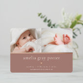 Tiny Heart | Twee foto folie geboorteaankondiging Folie Uitnodiging (Staand Voorkant)