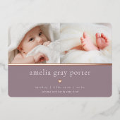Tiny Heart | Twee foto-Folie geboorteaankondiging Folie Uitnodiging (Voorkant)