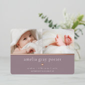 Tiny Heart | Twee foto-Folie geboorteaankondiging Folie Uitnodiging (Staand Voorkant)