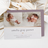 Tiny Heart | Twee foto-Folie geboorteaankondiging Folie Uitnodiging