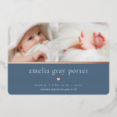 Tiny Heart | Twee foto-Folie geboorteaankondiging Folie Uitnodiging (Voorkant)