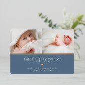 Tiny Heart | Twee foto-Folie geboorteaankondiging Folie Uitnodiging (Staand Voorkant)