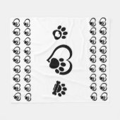 Tiny hearts and Paw Prints Fleece Blanket Deken (Voorkant (Horizontaal))