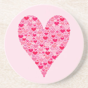 Tiny Hearts Big Heart op Roze Roze Zandsteen Onderzetter