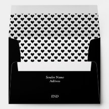 Tiny Hearts Black Lined Envelope
