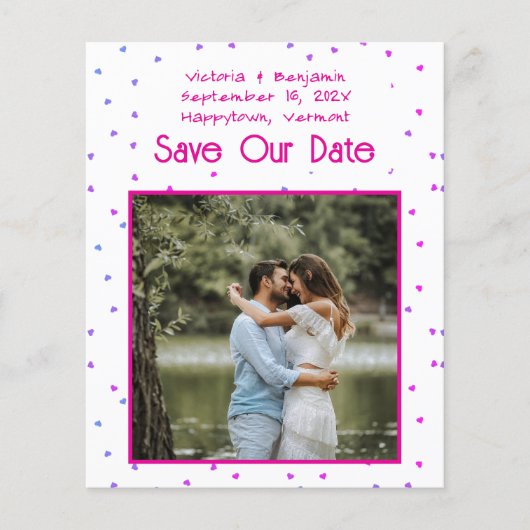 Tiny Hearts Budget Save Our Date Kaarten Magenta (Voorkant)