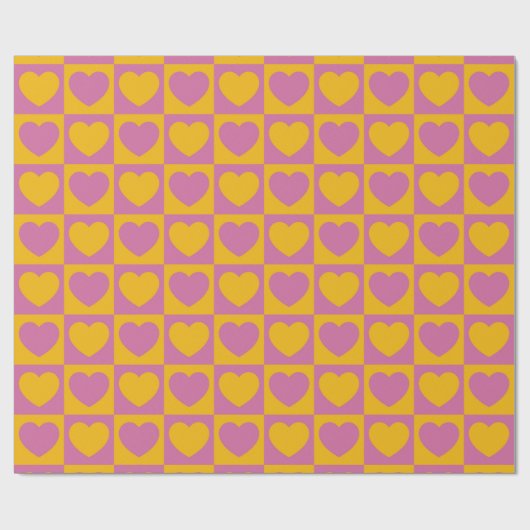 Tiny hearts chess grid seamless pattern. Cute litt Cadeaupapier (Vlak)