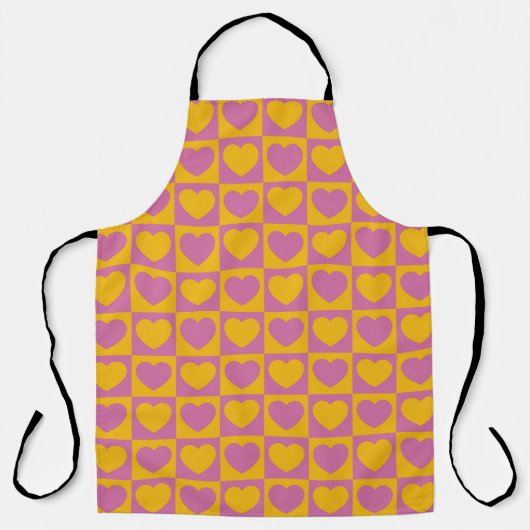 Tiny hearts chess grid seamless pattern. Cute litt Schort (Voorkant)
