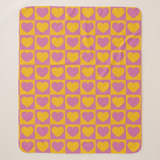 Tiny hearts chess grid seamless pattern. Cute litt Sherpa Deken (Voorkant)