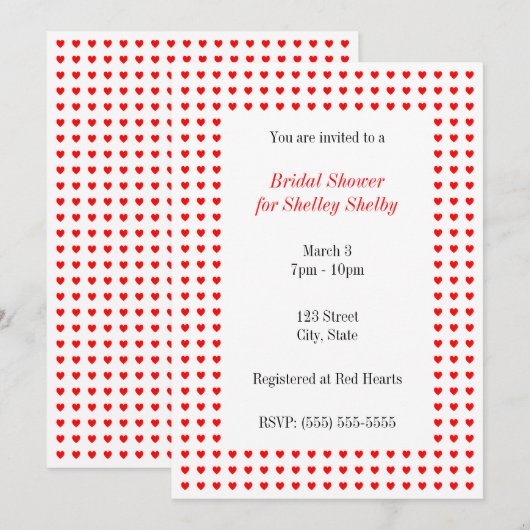 Tiny Hearts Invitation Kaart (Voorkant / Achterkant)