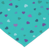 Tiny Hearts, Purple, Teal, Blue on Turquoise Korte Tafelloper (Hoek)