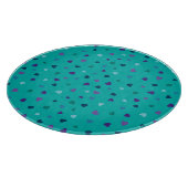 Tiny Hearts, Purple, Teal, Blue on Turquoise Snijplank (Hoek)