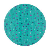 Tiny Hearts, Purple, Teal, Blue on Turquoise Snijplank (Voorkant)