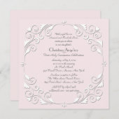 Tiny Hearts Roze Religieuze uitnodiging (Voorkant / Achterkant)