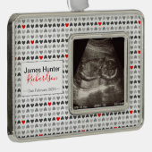 Tiny Hearts Sonogram Afbeelding Eerste Kerstmis Verzilverd Omlijst Ornament (Rechts)