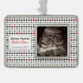 Tiny Hearts Sonogram Afbeelding Eerste Kerstmis Verzilverd Omlijst Ornament (Voorkant)