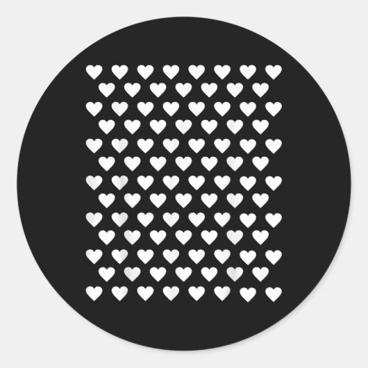 Tiny Hearts White Polka Dot Pattern Schattigee Val Ronde Sticker (Voorkant)