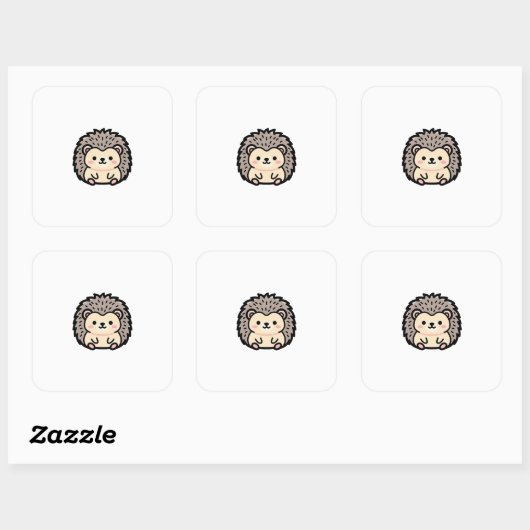 Tiny Hedgehog – Cute Kawaii Illustration Vierkante Sticker (Vel)