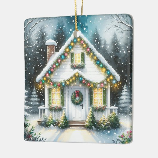Tiny Home Gepersonaliseerde Kerst Keramisch Ornament (Links)