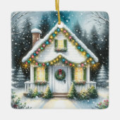 Tiny Home Gepersonaliseerde Kerst Keramisch Ornament (Voorkant)