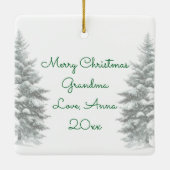 Tiny Home Log Cabin in de Winter Bossen Kerst Keramisch Ornament (Achterkant)