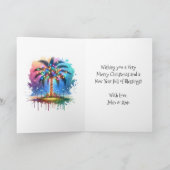 Tiny Home op het strand Feestelijke Kerstmis Feestdagen Kaart (Binnen)