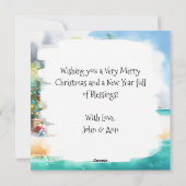 Tiny Home op het strand Feestelijke Kerstmis Feestdagenkaart (Achterkant)