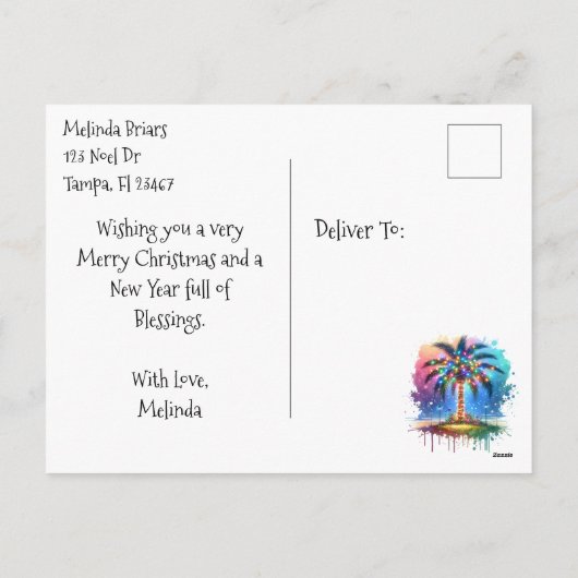 Tiny Home op het strand Feestelijke Kerstmis Feestdagenkaart (Achterkant)