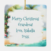 Tiny Home op het strand Feestelijke Kerstmis Keramisch Ornament (Achterkant)