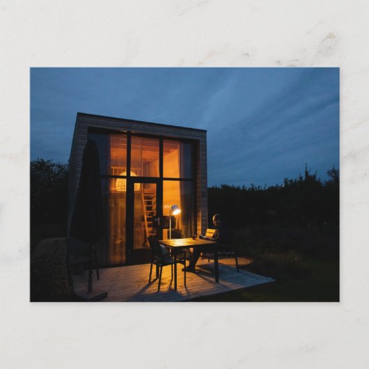 TINY HOUSE CABIN NACHT TIME BRIEFKAARTEN (Voorkant)