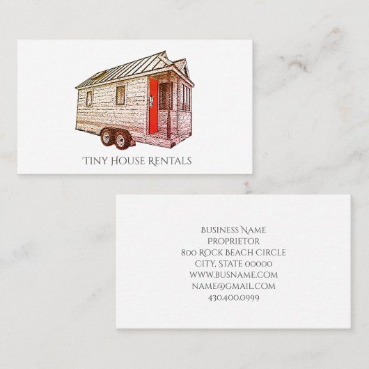 Tiny House on Wheels verhuur of bouwers Visitekaartje (Voorkant / Achterkant)