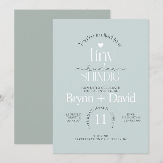 TINY Human Baby shower, Baby shower, Modern, Invi Kaart (Voorkant / Achterkant)