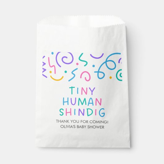 Tiny Human Shindig Baby Shower Bedankzakje (Voorkant)