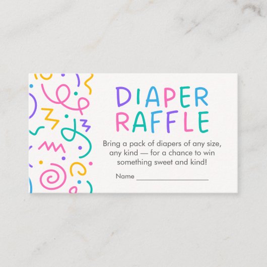Tiny Human Shindig Baby Shower Diaper Raffle Informatiekaartje (Voorkant)