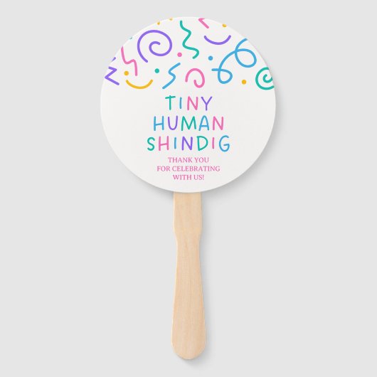 Tiny Human Shindig Baby Shower Handwaaier (Achterkant)
