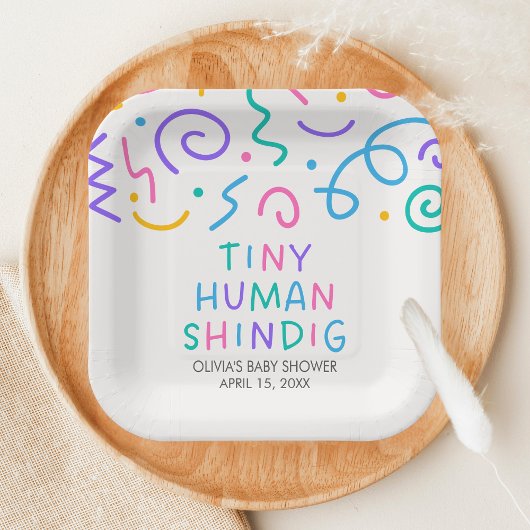 Tiny Human Shindig Baby Shower Papieren Bordje