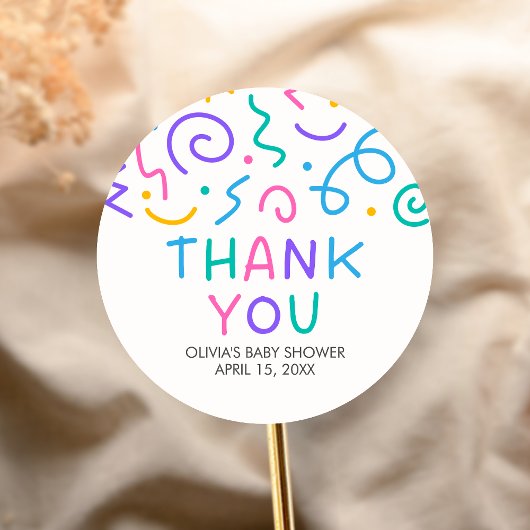 Tiny Human Shindig Baby Shower Ronde Sticker