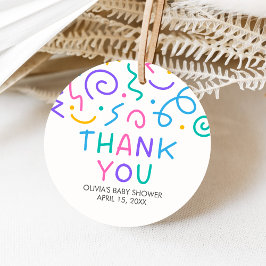 Tiny Human Shindig Baby Shower Round Bedankjes Labels